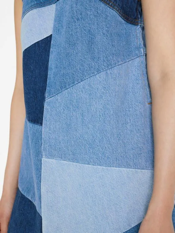 Frame Patchwork Micro Flare Denim Dress In Blue Compilation Blue Compilation Women Dresses and Jumpsuits Frame Patchwork Micro Flare Denim Dress In Blue Compilation Blue Compilation Women Dresses and Jumpsuits