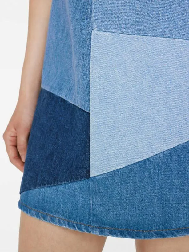 Frame Patchwork Micro Flare Denim Dress In Blue Compilation Blue Compilation Women Dresses and Jumpsuits Frame Patchwork Micro Flare Denim Dress In Blue Compilation Blue Compilation Women Dresses and Jumpsuits