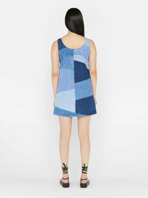 Frame Patchwork Micro Flare Denim Dress In Blue Compilation Blue Compilation Women Dresses and Jumpsuits Frame Patchwork Micro Flare Denim Dress In Blue Compilation Blue Compilation Women Dresses and Jumpsuits