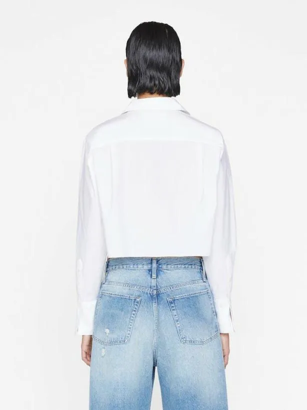 Frame The Cropped Oversized Shirt In Blanc Blanc Women Tops and Blouses Frame The Cropped Oversized Shirt In Blanc Blanc Women Tops and Blouses