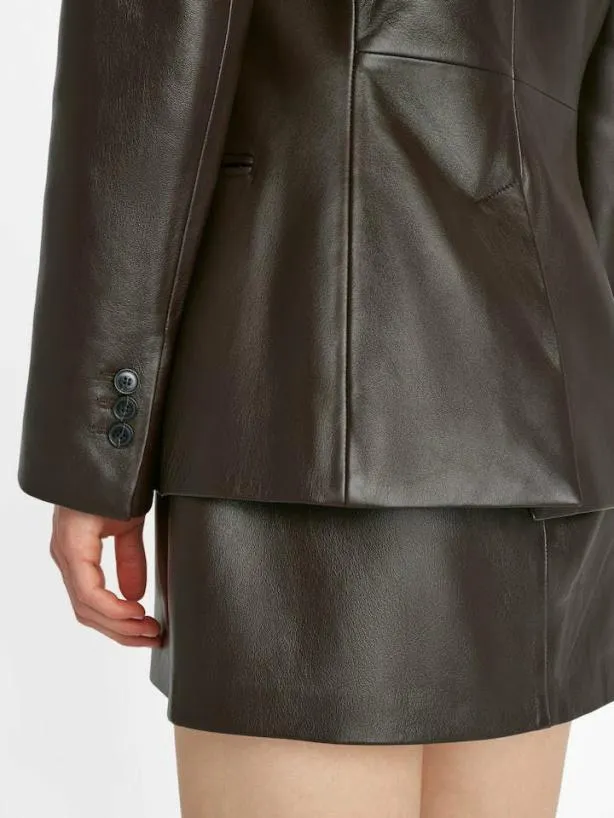 Frame The Femme Leather Blazer In Espresso Espresso Women Jackets and Coats Frame The Femme Leather Blazer In Espresso Espresso Women Jackets and Coats