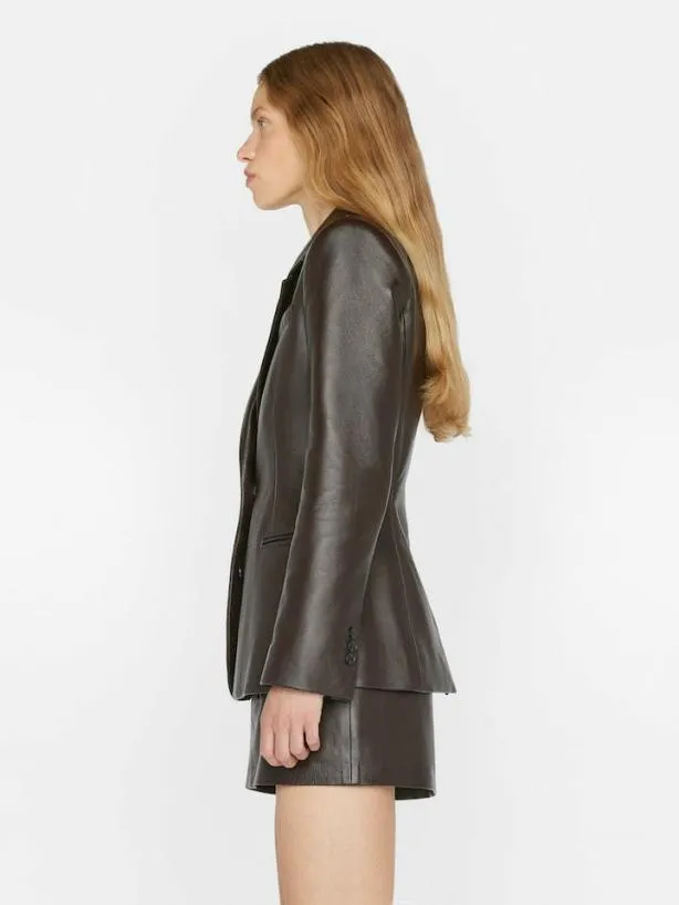Frame The Femme Leather Blazer In Espresso Espresso Women Jackets and Coats Frame The Femme Leather Blazer In Espresso Espresso Women Jackets and Coats