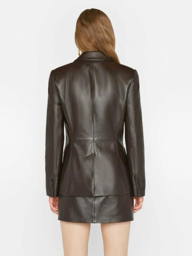 Frame The Femme Leather Blazer In Espresso Espresso Women Jackets and Coats Frame The Femme Leather Blazer In Espresso Espresso Women Jackets and Coats