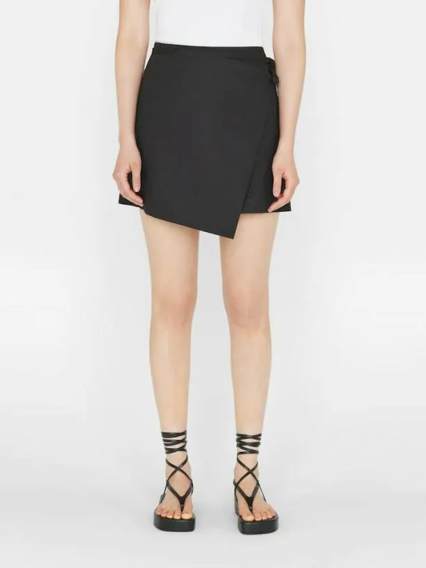 Frame Wrap Mini Skirt In Noir Noir Women Skirts and Shorts
