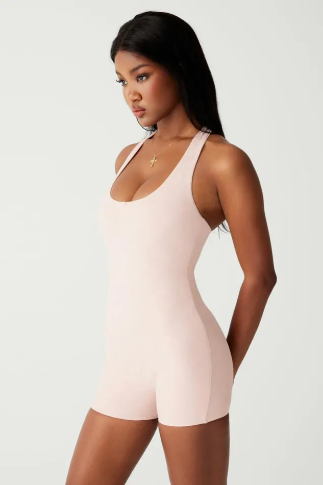 Frankies Bikinis Aurora Halter Bodysuit Pink Petals Women Active