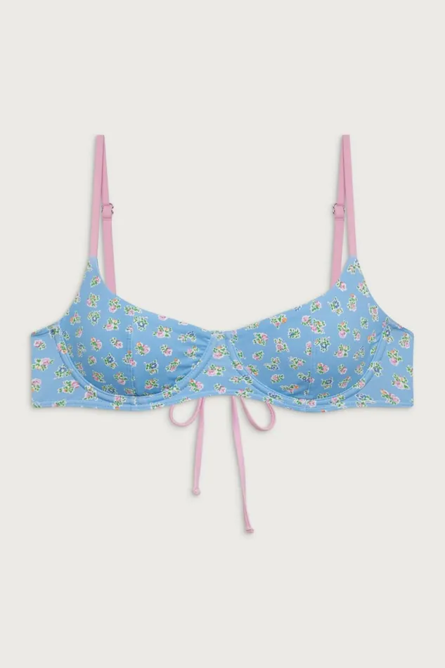 Frankies Bikinis Cola Underwire Balconette Bikini Top Blue Hawaii Women Bikinis