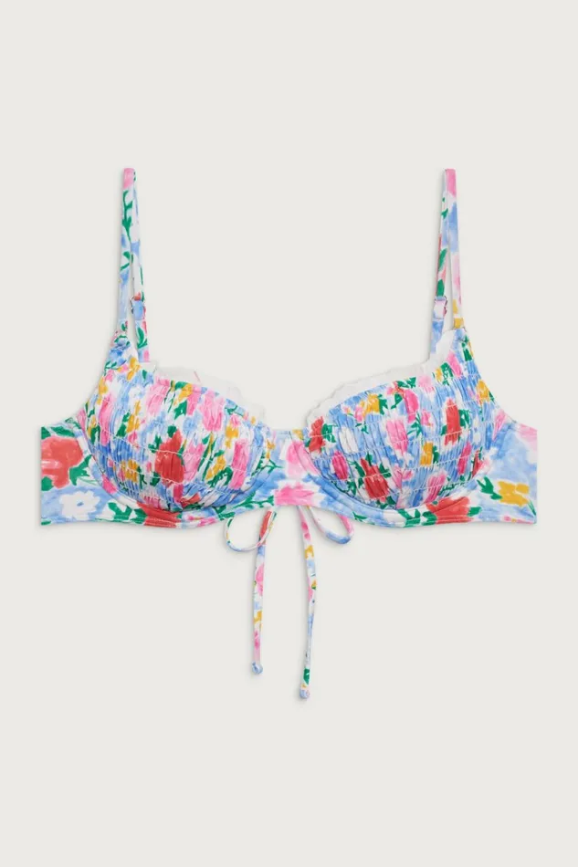 Frankies Bikinis Dean Underwire Balconette Bikini Top Painted Petals Women Bikinis