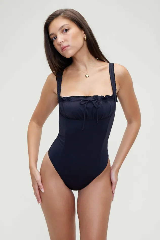 Frankies Bikinis Fawn One Piece Swimsuit Black Women One Pieces