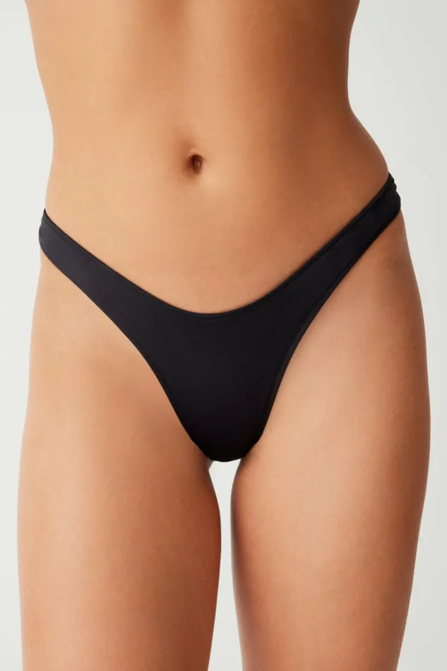 Frankies Bikinis Full Moon Micro Bikini Bottom Black Women Forever Collection