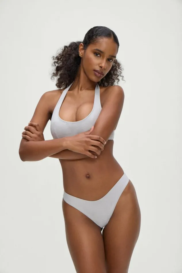 Frankies Bikinis Full Moon Micro Bikini Bottom Heather Grey Women Bottoms