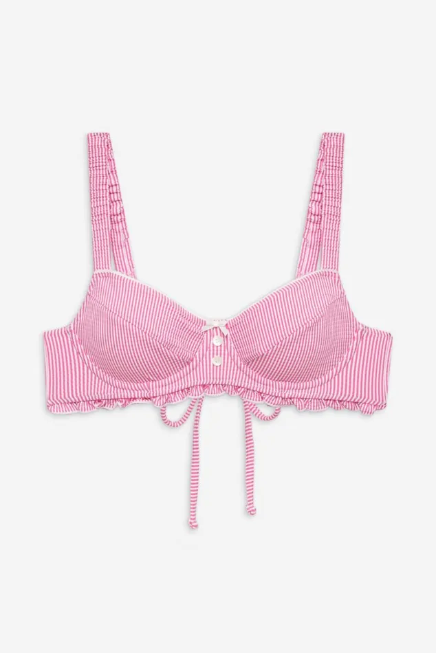 Frankies Bikinis Jane Underwire Bikini Top Pink Stripe Women Bikinis