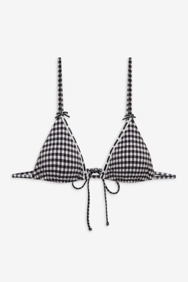 Frankies Bikinis Lumia Gingham Triangle Bikini Top Blackberry Gingham Women Bikinis