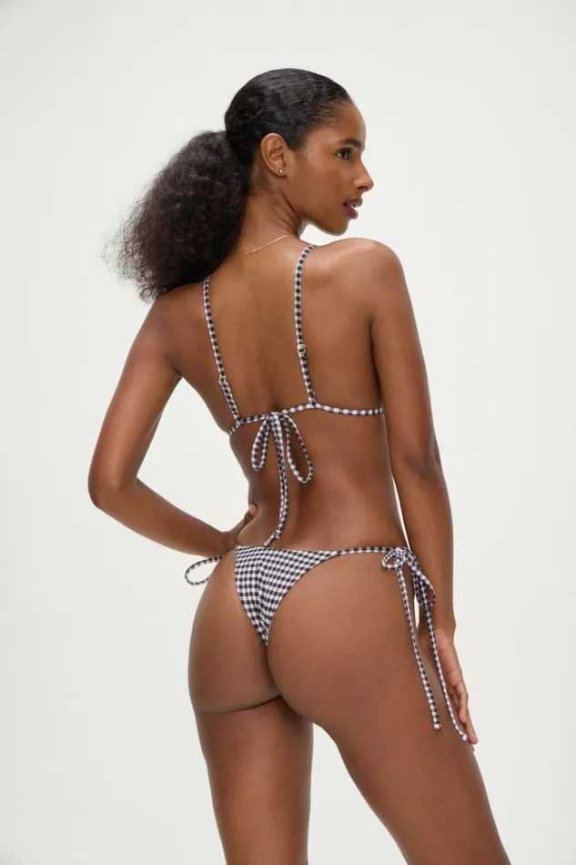 Frankies Bikinis Lumia Gingham Triangle Bikini Top Blackberry Gingham Women Bikinis
