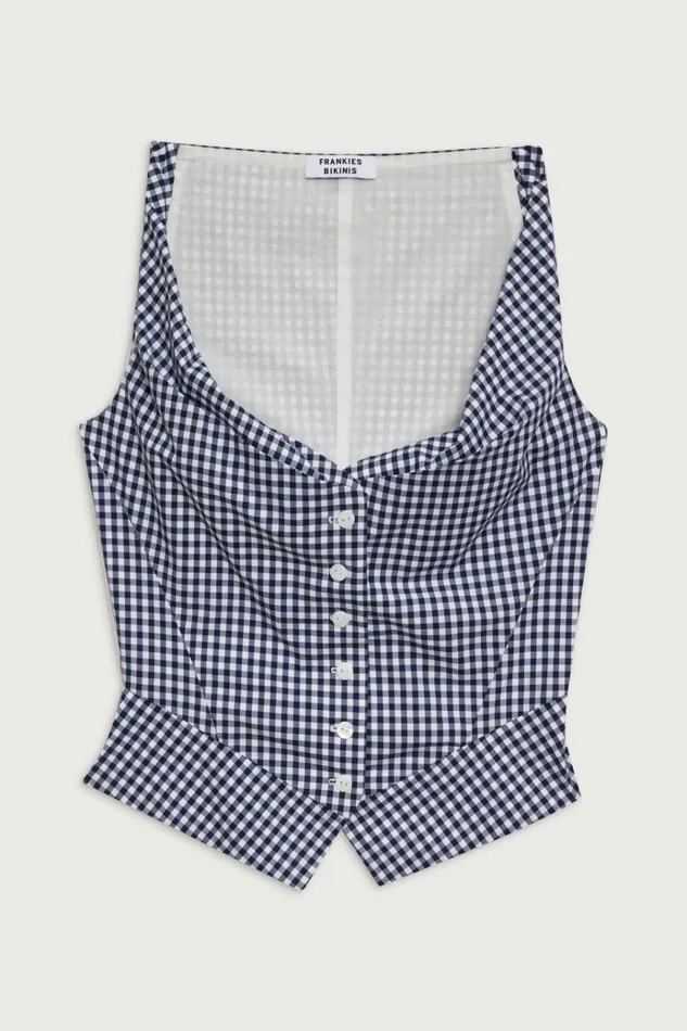 Frankies Bikinis Parlour Gingham Blouse Seaside Gingham Women Matching Sets