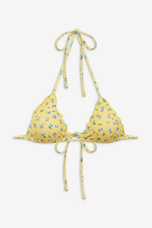 Frankies Bikinis Tidal Floral Triangle Bikini Top Sky Blossom Women Bikinis