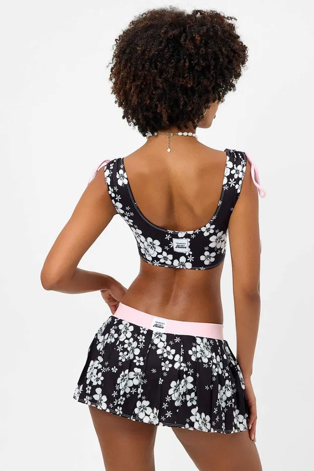Frankies Bikinis Windy Floral Tennis Skirt Plush Plumeria Women Active