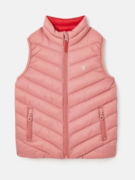 Gilets Girls Joules Pink Showerproof Quilted Gilet