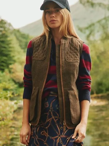 Gilets Women Joules Brown Tweed Gilet