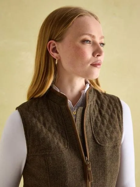 Gilets Women Joules Brown Tweed Gilet