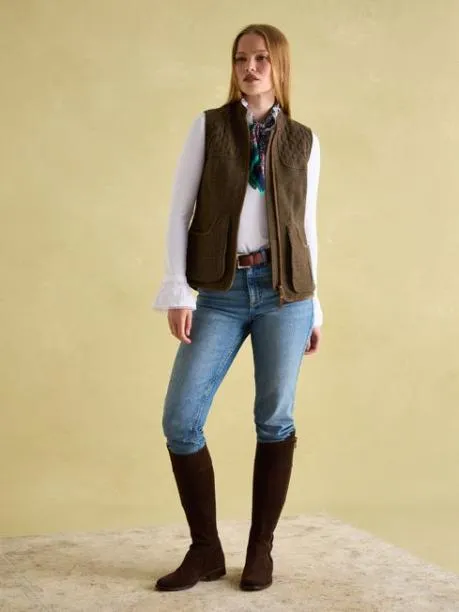 Gilets Women Joules Brown Tweed Gilet