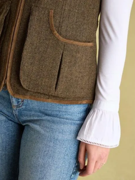 Gilets Women Joules Brown Tweed Gilet