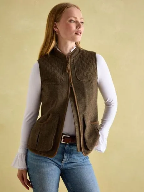 Gilets Women Joules Brown Tweed Gilet