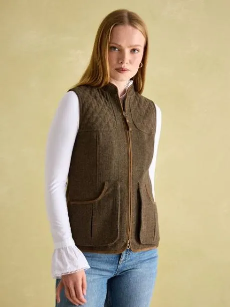Gilets Women Joules Brown Tweed Gilet