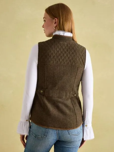 Gilets Women Joules Brown Tweed Gilet