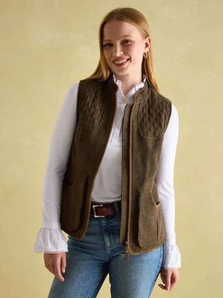 Gilets Women Joules Brown Tweed Gilet