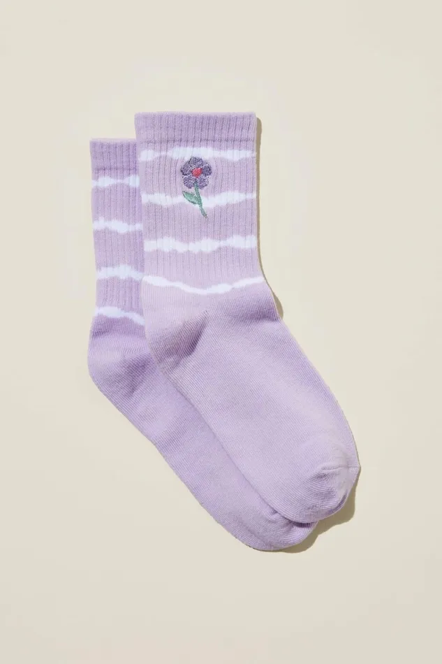 GirlsBoys Socks and Tights Cotton On Single Pack Mid Calf Sock Lilac Droplinear Tie Dye GirlsBoys Socks and Tights Cotton On Single Pack Mid Calf Sock Lilac Droplinear Tie Dye