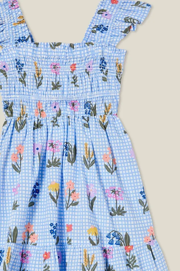 Girls Dresses Cotton On Jeanie Flutter Sleeve Dress Dusk Bluegrid Floral Girls Dresses Cotton On Jeanie Flutter Sleeve Dress Dusk Bluegrid Floral