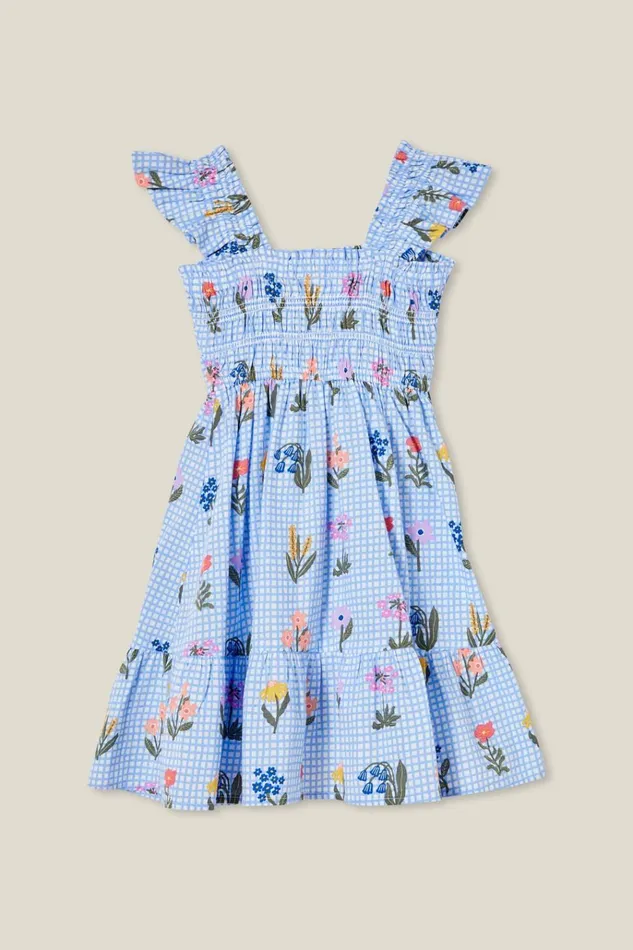 Girls Dresses Cotton On Jeanie Flutter Sleeve Dress Dusk Bluegrid Floral Girls Dresses Cotton On Jeanie Flutter Sleeve Dress Dusk Bluegrid Floral