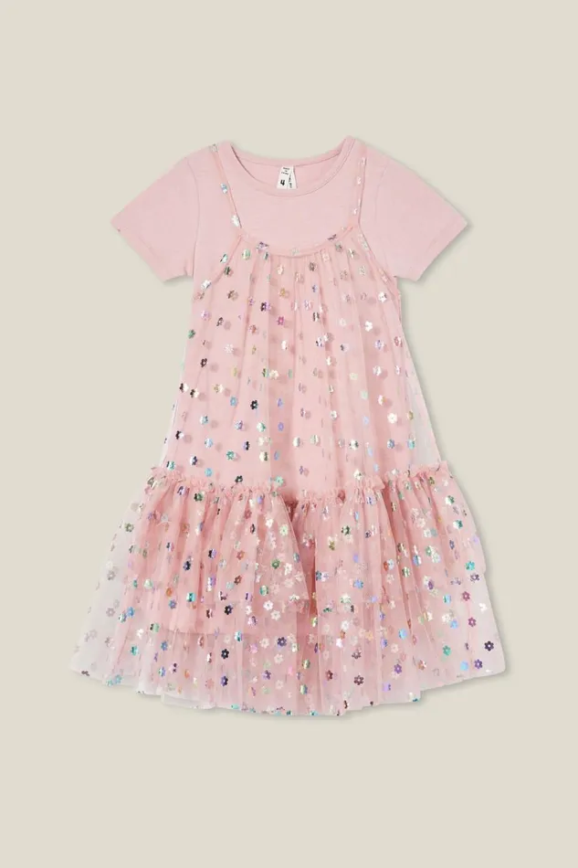 Girls Dresses Cotton On Kristen Dress Up Dress Dusty Pinkflowers
