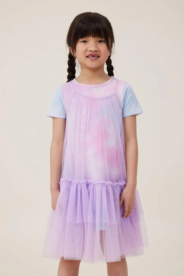 Girls Dresses Cotton On Kristen Dress Up Dress Lilac Droprainbow Tie Dye