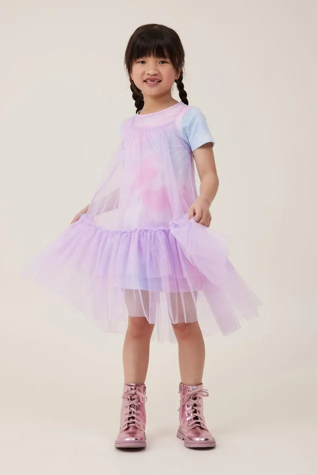 Girls Dresses Cotton On Kristen Dress Up Dress Lilac Droprainbow Tie Dye