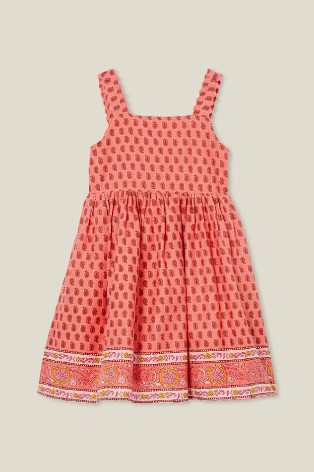 Girls Dresses Cotton On Melody Sleeveless Dress Orange Coralperry Paisley