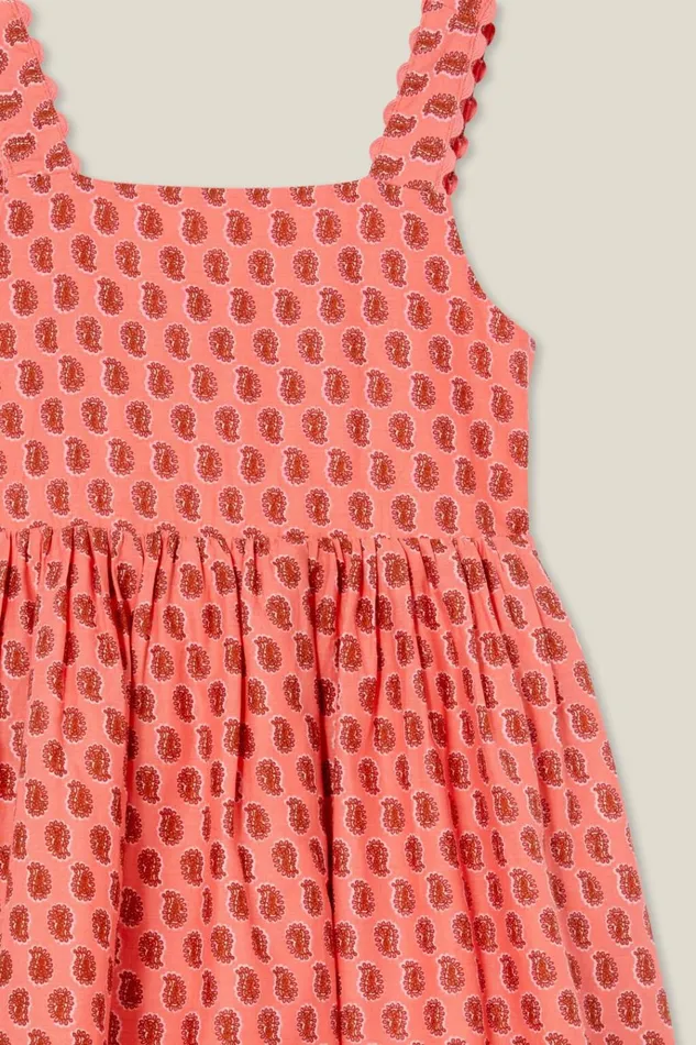 Girls Dresses Cotton On Melody Sleeveless Dress Orange Coralperry Paisley