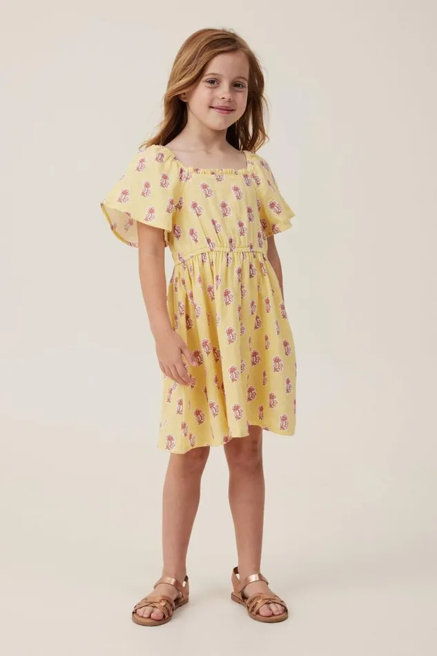 Girls Dresses Cotton On Paige Short Sleeve Dress Raffiaflora Flower Stamp Girls Dresses Cotton On Paige Short Sleeve Dress Raffiaflora Flower Stamp
