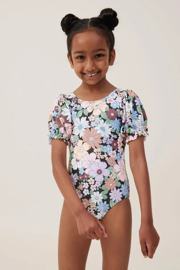 Girls Swimwear Cotton On Puff Sleeve One Piece Phantomquinn Floral