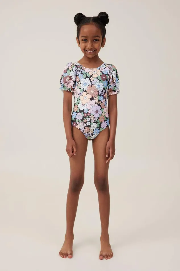 Girls Swimwear Cotton On Puff Sleeve One Piece Phantomquinn Floral