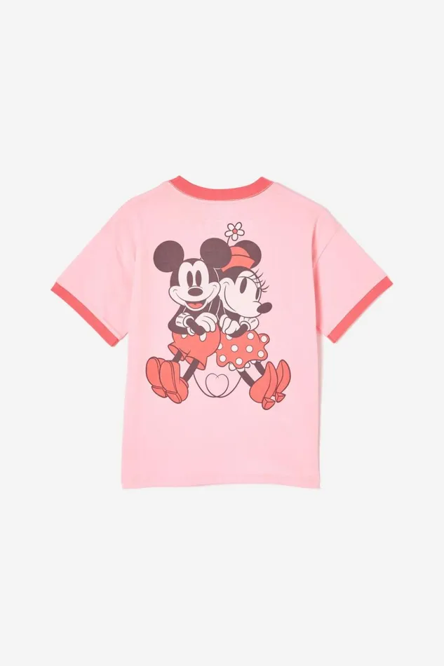 Girls Tops and TShirts Cotton On License Drop Shoulder Short Sleeve Tee Lcn Dis Minnie You and Meblush Pink