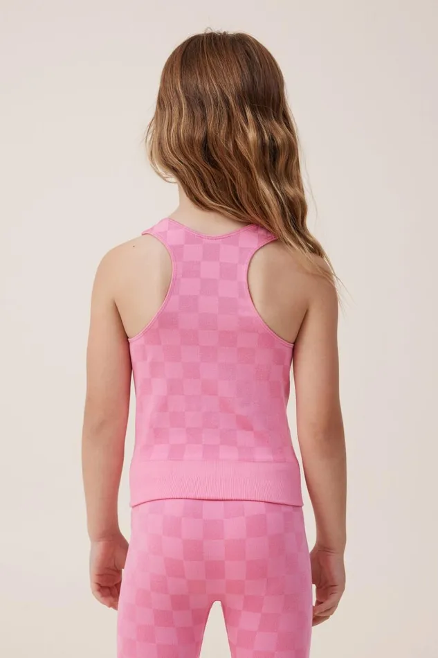 Girls Tops and TShirts Cotton On License Kali Seamfree Tank Lcn Mat Barbiepink Gerbera