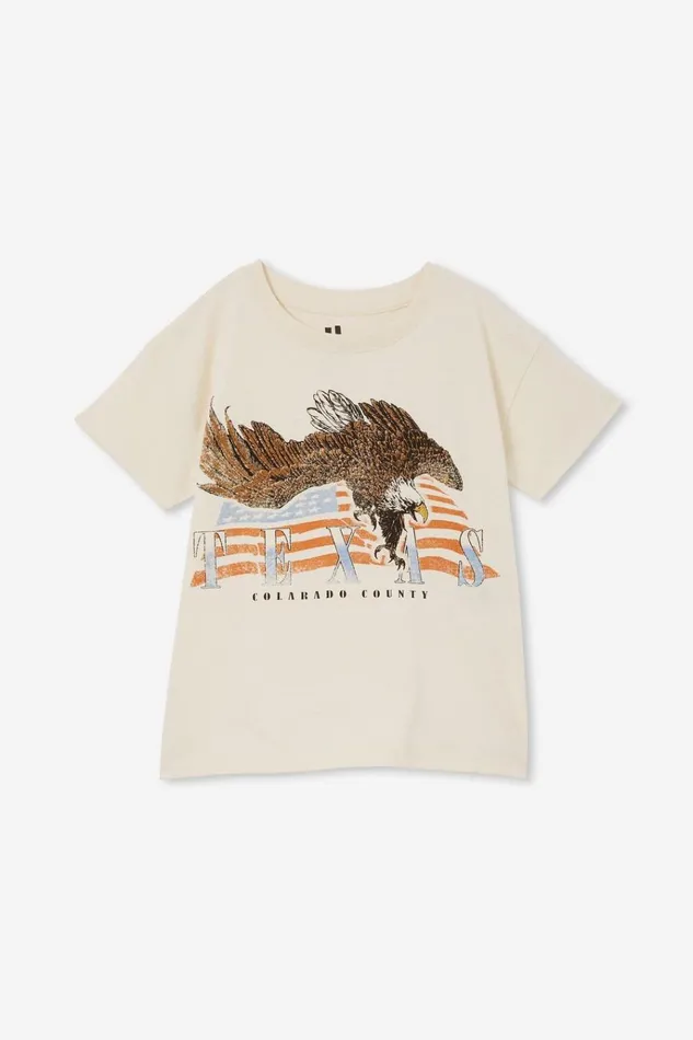 Girls Tops and TShirts Cotton On Poppy Short Sleeve Print Tee Dark Vanillatexas