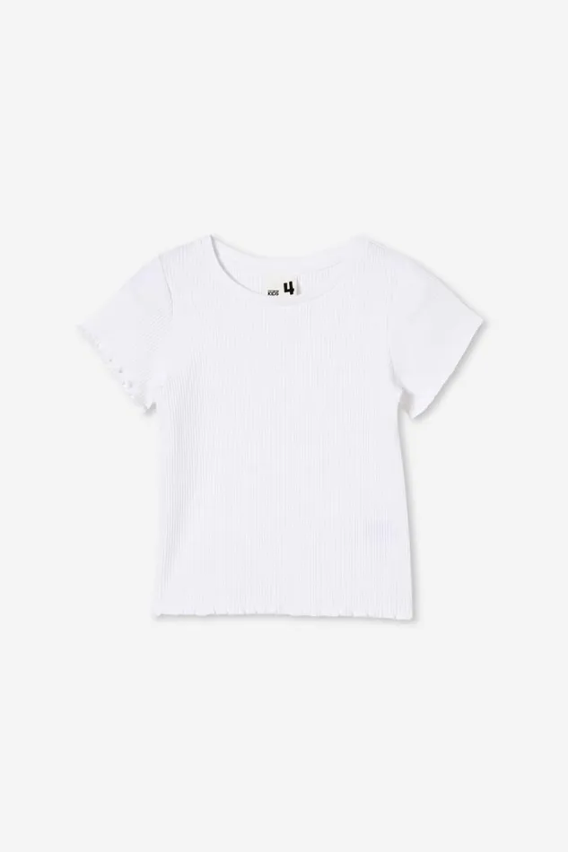 Girls Tops and TShirts Cotton On Raya Rib Baby Tee White Rib