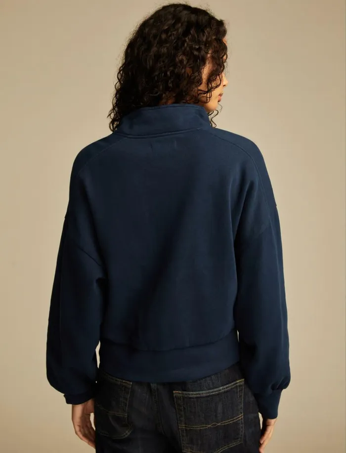 Half Zip Lucky Fleece Black Iris Women Lucky Brand Activewear