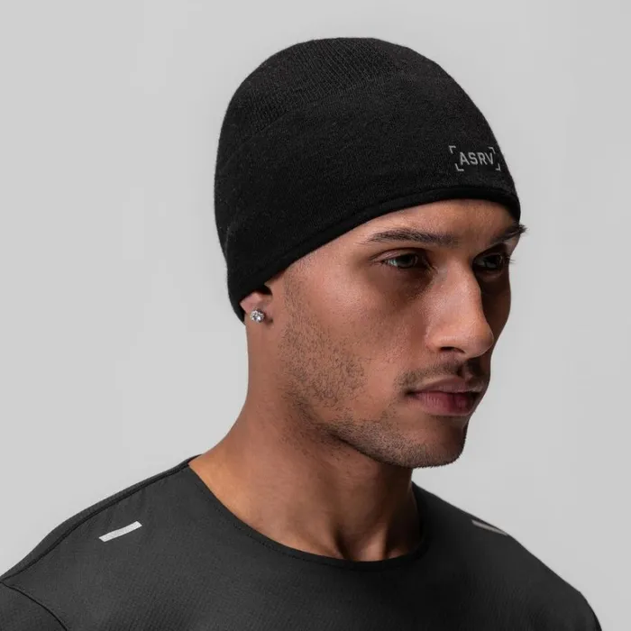 Hats and Headwear Men ASRV Merino Wool Skull Cap Black 034bracket034