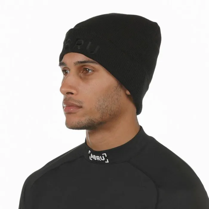 Hats and Headwear Men ASRV Thermal Wool Bracket Logo Beanie Whiteblack