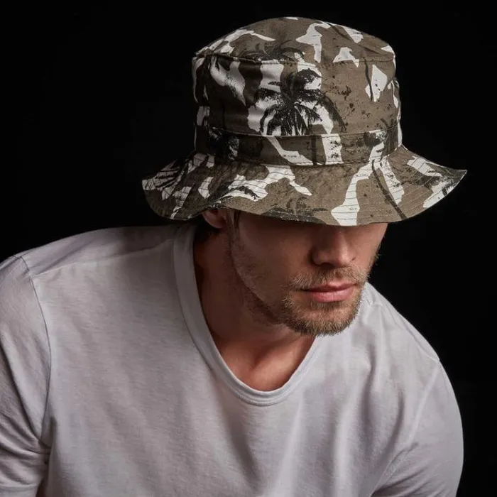 Hats Men James Perse Camo Palm Print Bucket Hat Jungle