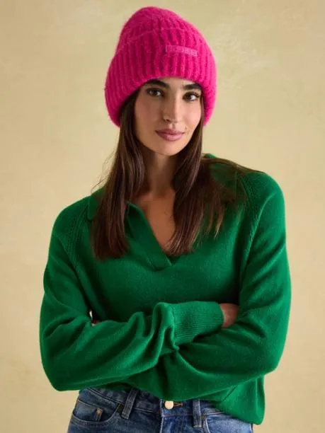 Hats Women Joules Bright Pink Beanie Hat