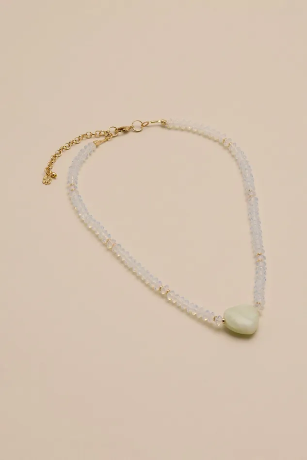 Heart Charm Beaded Necklace Gold Women Lucky Brand Jewelry